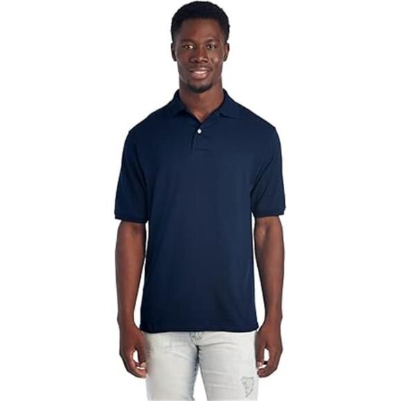 Mens Men's Short Sleeve Polo Shirts, Cotton Blend, Two Button Closure - Picture 5 of 10